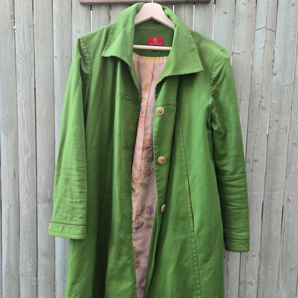 Cole Haan Vintage Green Trench Coat – Size 8 - Picture 1 of 7